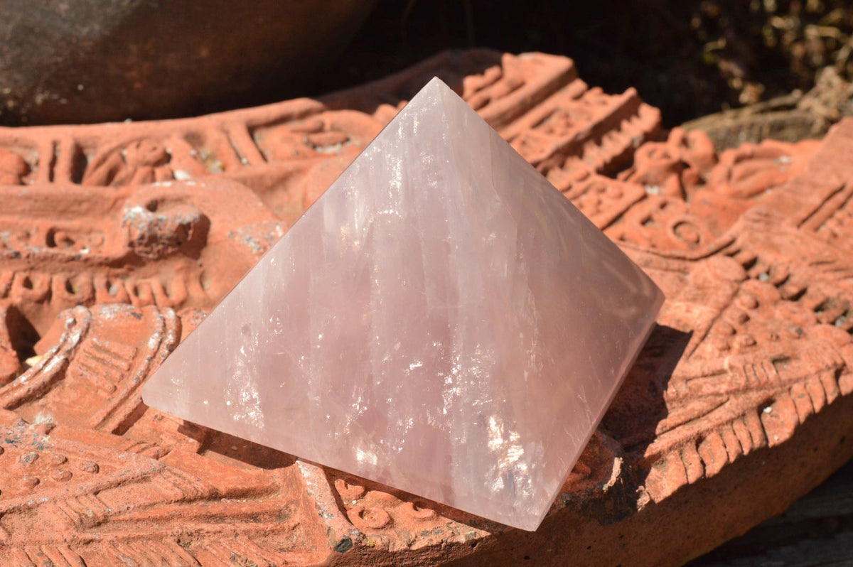 Polished Beautiful Pink Rose Quartz Pyramids x 3 From Ambatondrazaka, Madagascar - TopRock