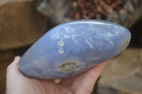 Polished Blue Lace Agate Standing Free Form x 1 From Nsanje, Malawi - Toprock Gemstones and Minerals