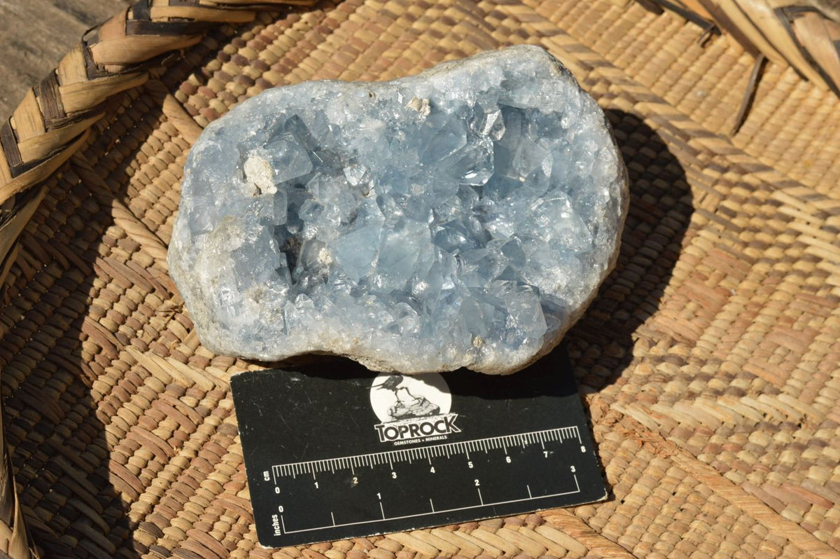 Natural Blue Celestite Geodes With Gemmy Cubic Crystals x 2 From Sakoany, Madagascar - TopRock
