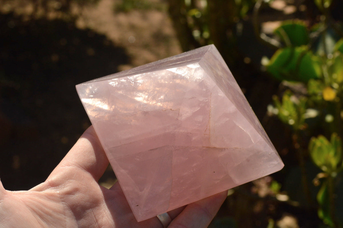 Polished Beautiful Pink Rose Quartz Pyramids x 3 From Ambatondrazaka, Madagascar - TopRock