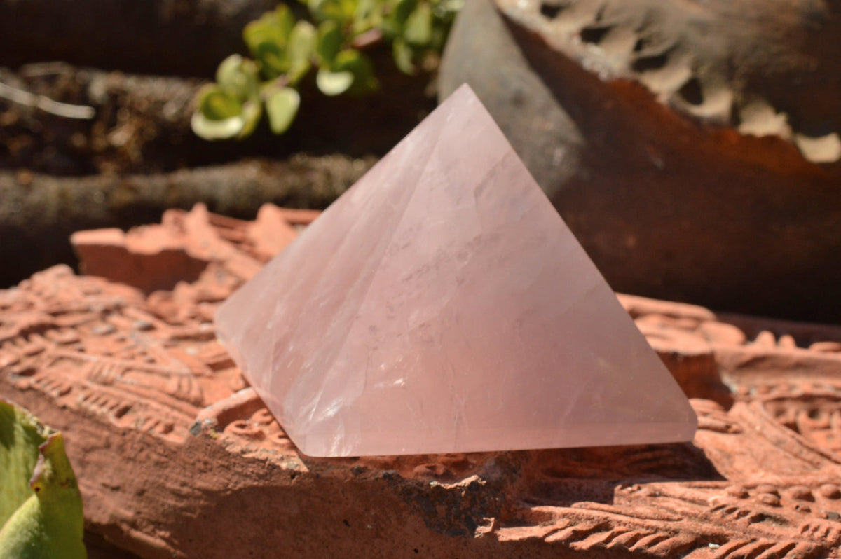 Polished Beautiful Pink Rose Quartz Pyramids x 3 From Ambatondrazaka, Madagascar - TopRock