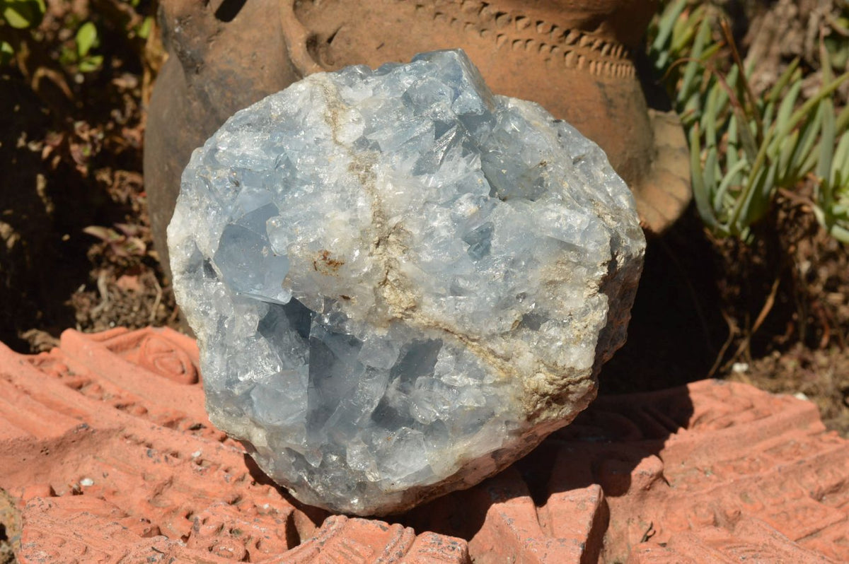 Natural Blue Celestite Geodes With Gemmy Cubic Crystals x 2 From Sakoany, Madagascar - TopRock