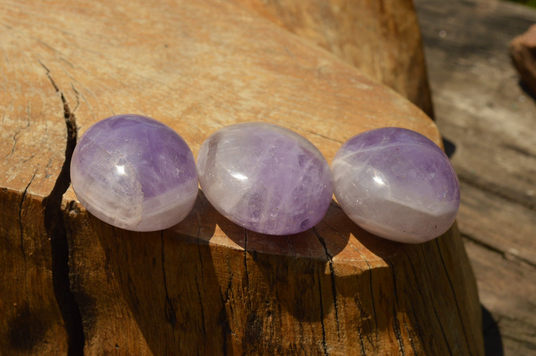 Polished Amethyst Palm Stones With Smokey Patterns x 12 From Madagascar - TopRock