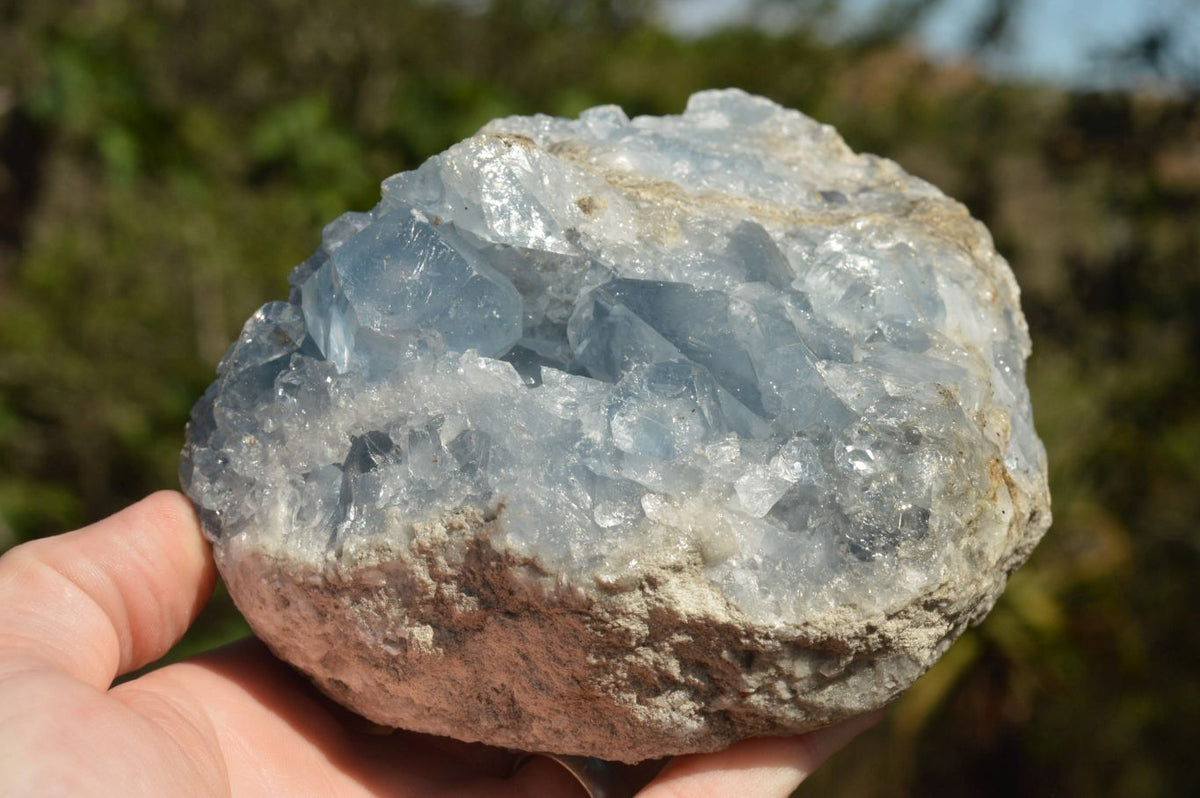 Natural Blue Celestite Geodes With Gemmy Cubic Crystals x 2 From Sakoany, Madagascar - TopRock