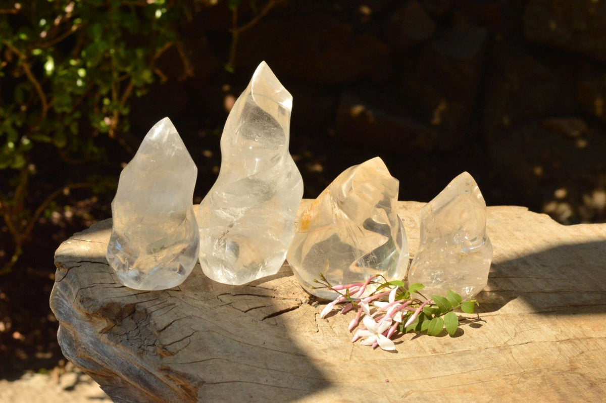 Polished Semi Optic Quartz Flames x 4 From Madagascar - TopRock