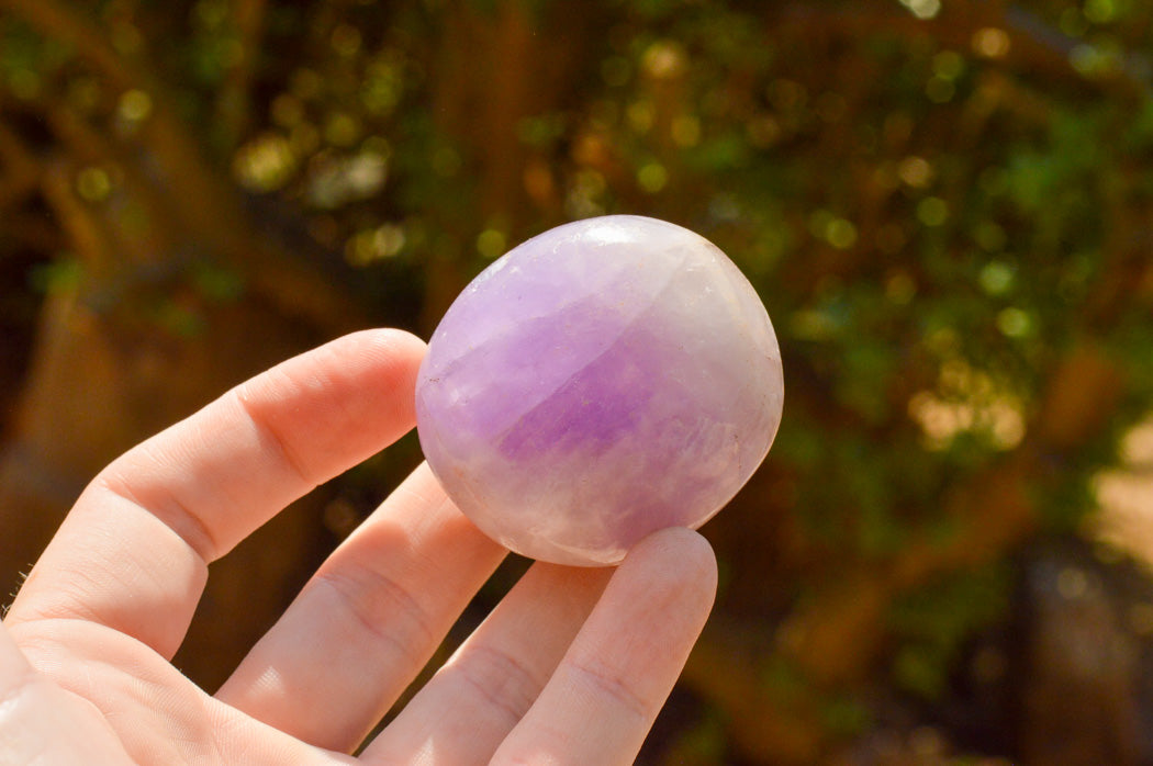 Polished Amethyst Palm Stones With Smokey Patterns x 12 From Madagascar - TopRock