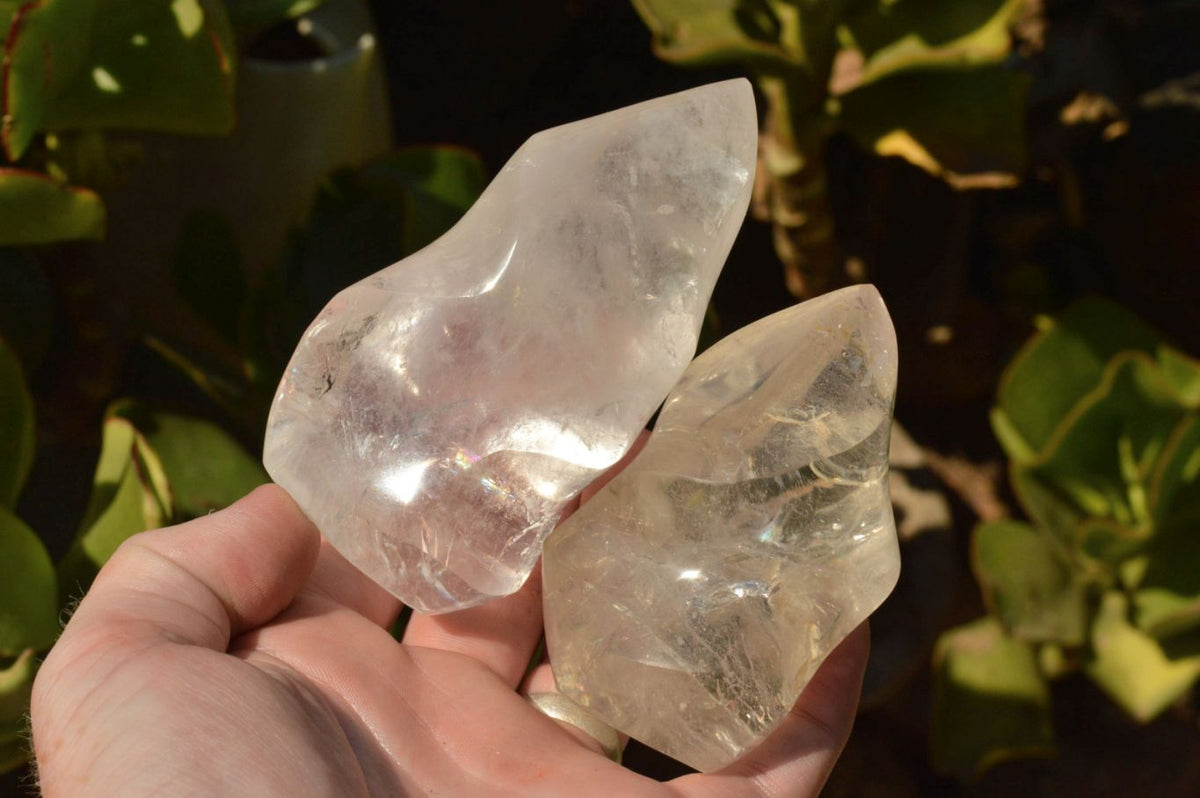 Polished Semi Optic Quartz Flames x 4 From Madagascar - TopRock