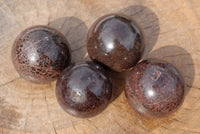 Polished Blood Red Specular Gemmy Garnet Spheres x 4 From Madagascar - TopRock