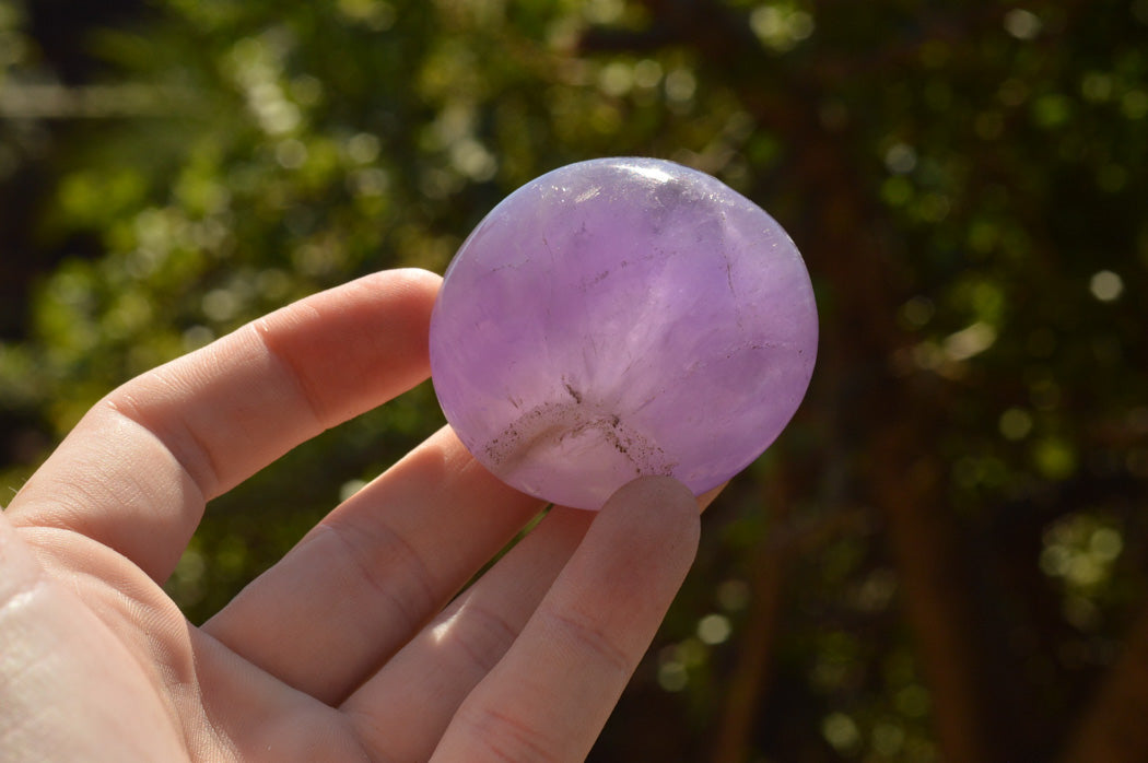 Polished Amethyst Palm Stones With Smokey Patterns x 12 From Madagascar - TopRock