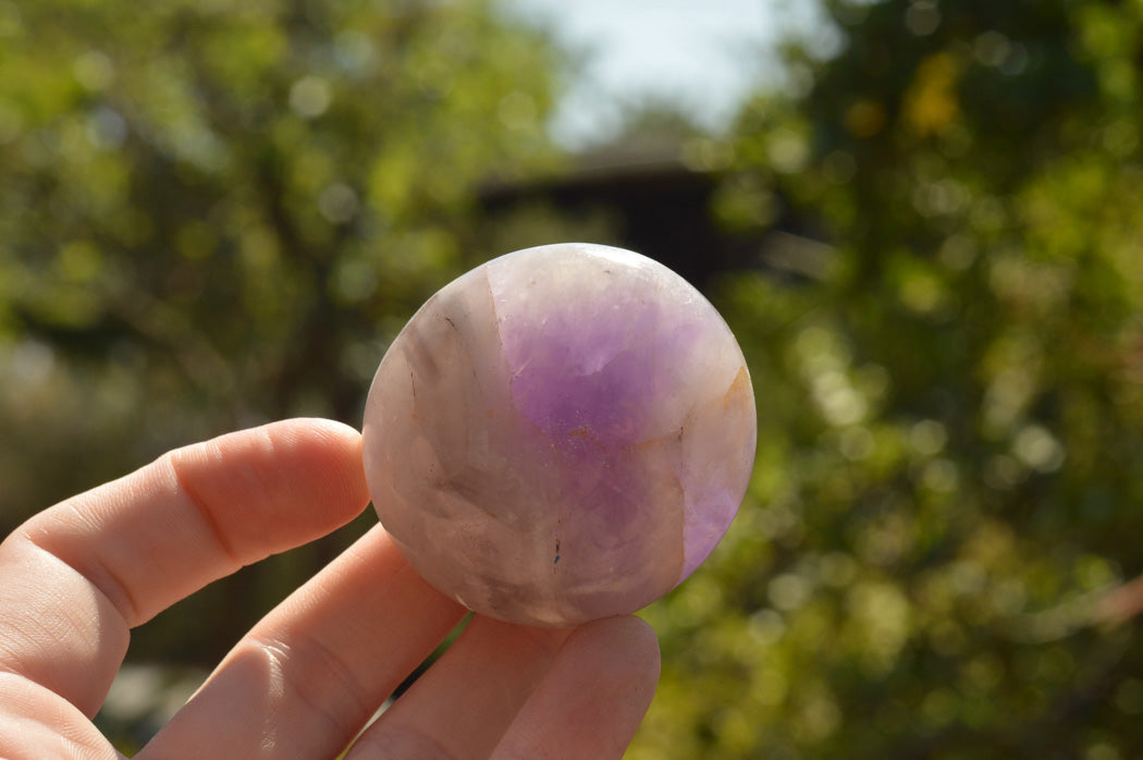 Polished Amethyst Palm Stones With Smokey Patterns x 12 From Madagascar - TopRock
