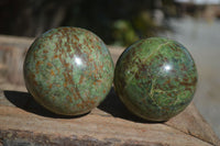 Polished Green Chrysoprase Spheres  x 4 From Ambatondrazaka, Madagascar - Toprock Gemstones and Minerals