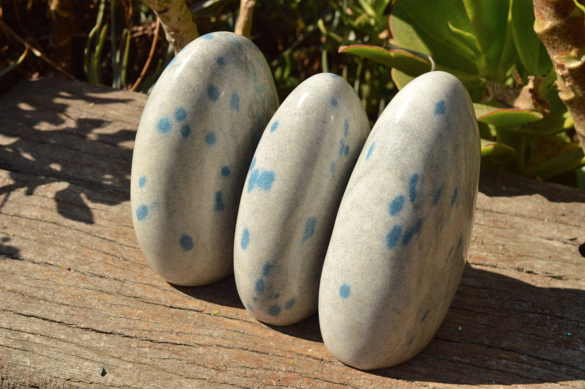 Polished Blue Spotted Spinel / Dalmatian Stone Standing Free Forms x 3 From Madagascar - TopRock