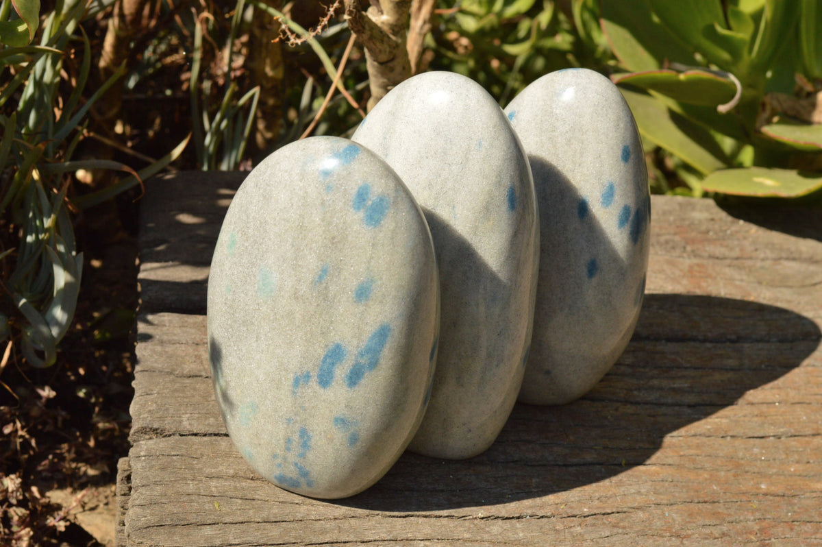 Polished Blue Spotted Spinel / Dalmatian Stone Standing Free Forms x 3 From Madagascar - TopRock