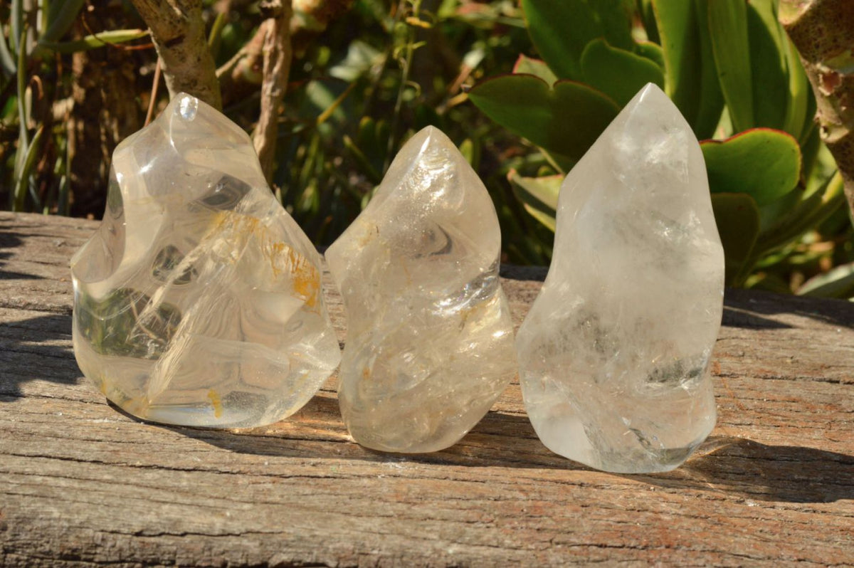 Polished Semi Optic Quartz Flames x 4 From Madagascar - TopRock
