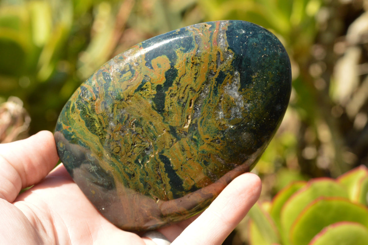Polished Stunning Ocean Jasper Standing Free Forms With Orbicular Patterns x 3 From Madagascar - TopRock