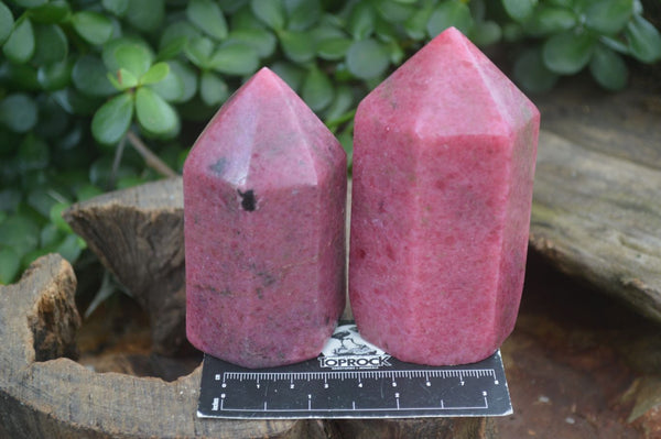 Polished Bright Pink Rhodonite Points  x 3 From Madagascar