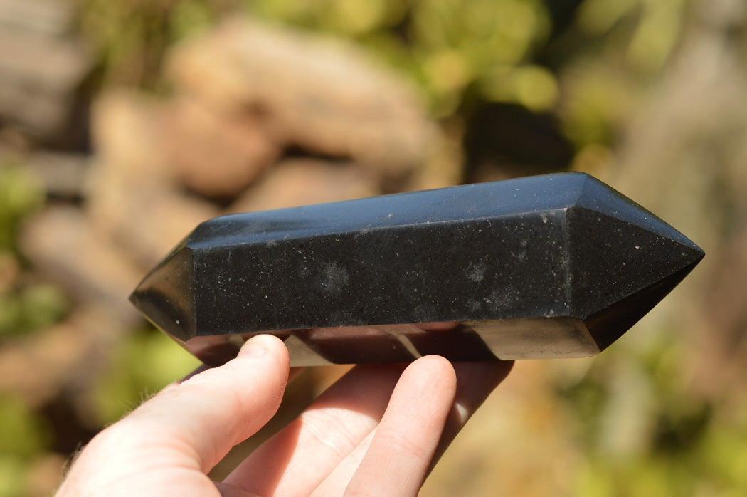 Polished Double Terminated Black Basalt Points x 4 From Madagascar - TopRock