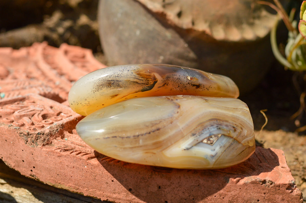 Polished Banded Dendritic Agate Standing Free Forms x 3 From Moralambo, Madagascar - TopRock