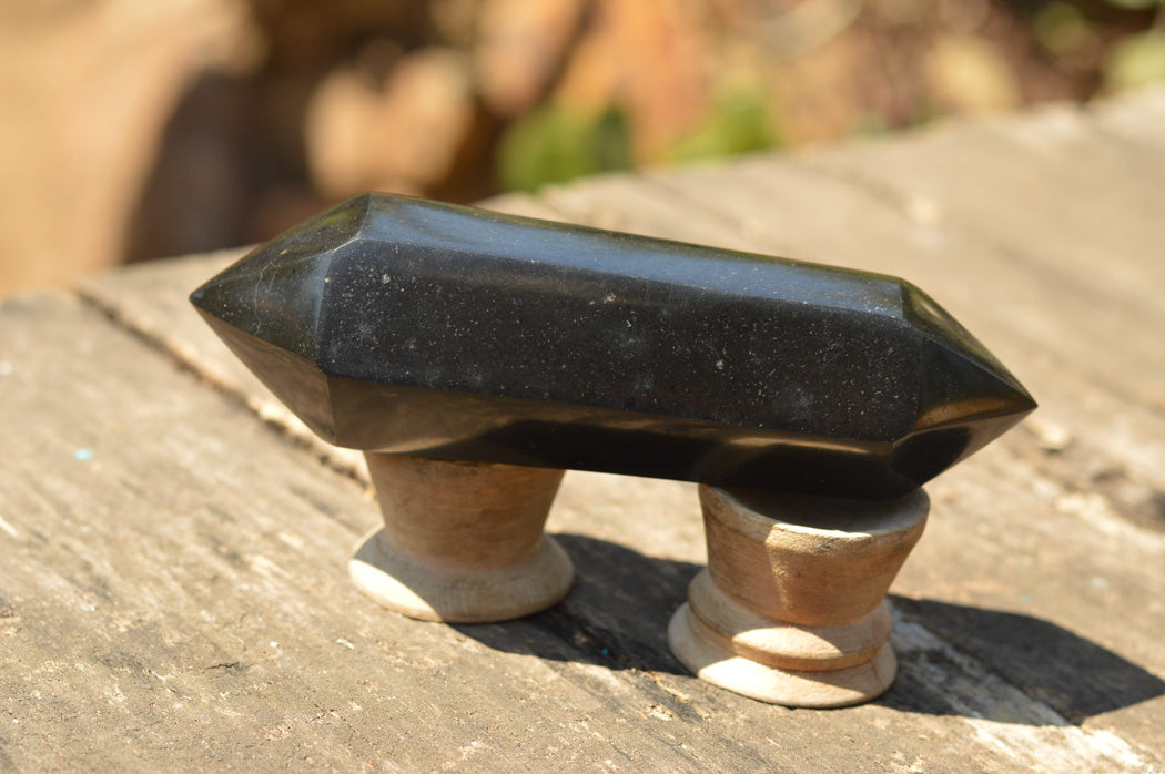 Polished Double Terminated Black Basalt Points x 4 From Madagascar - TopRock