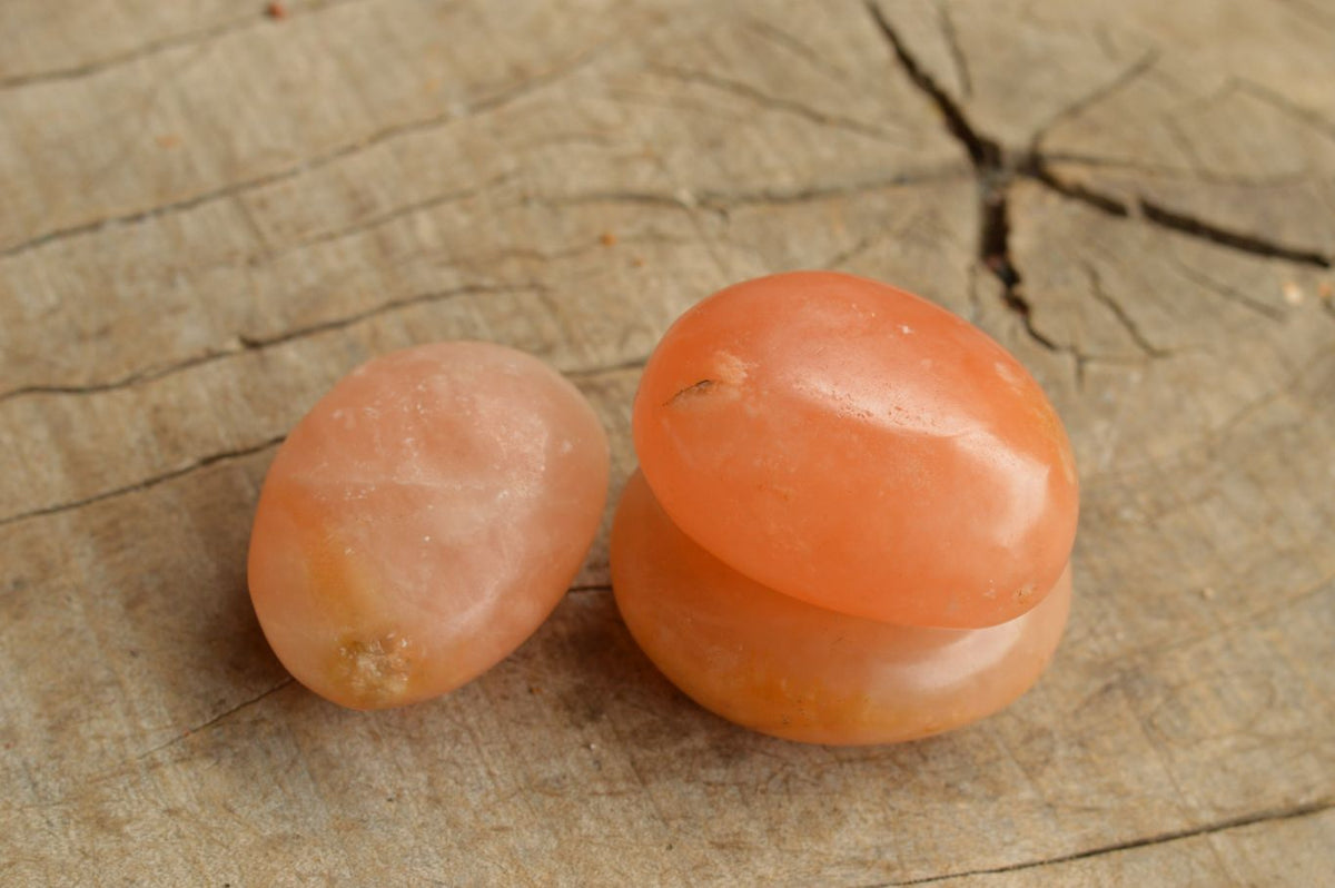 Polished Killer Bright Orange Twist Calcite Palm Stones x 12 From Madagascar - TopRock
