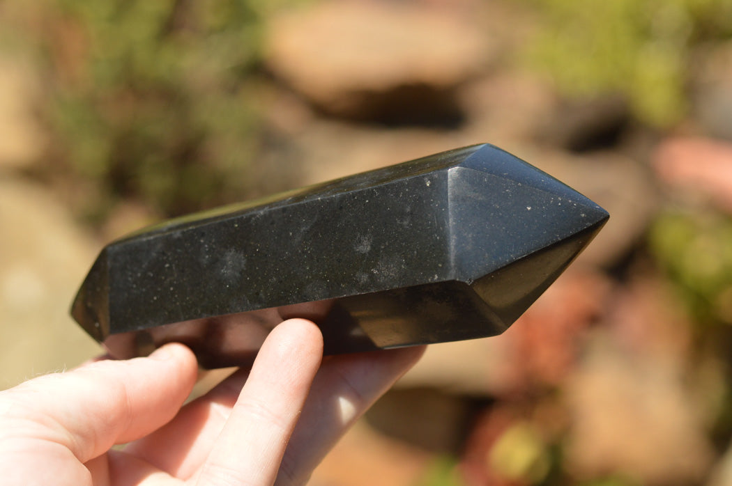 Polished Double Terminated Black Basalt Points x 4 From Madagascar - TopRock