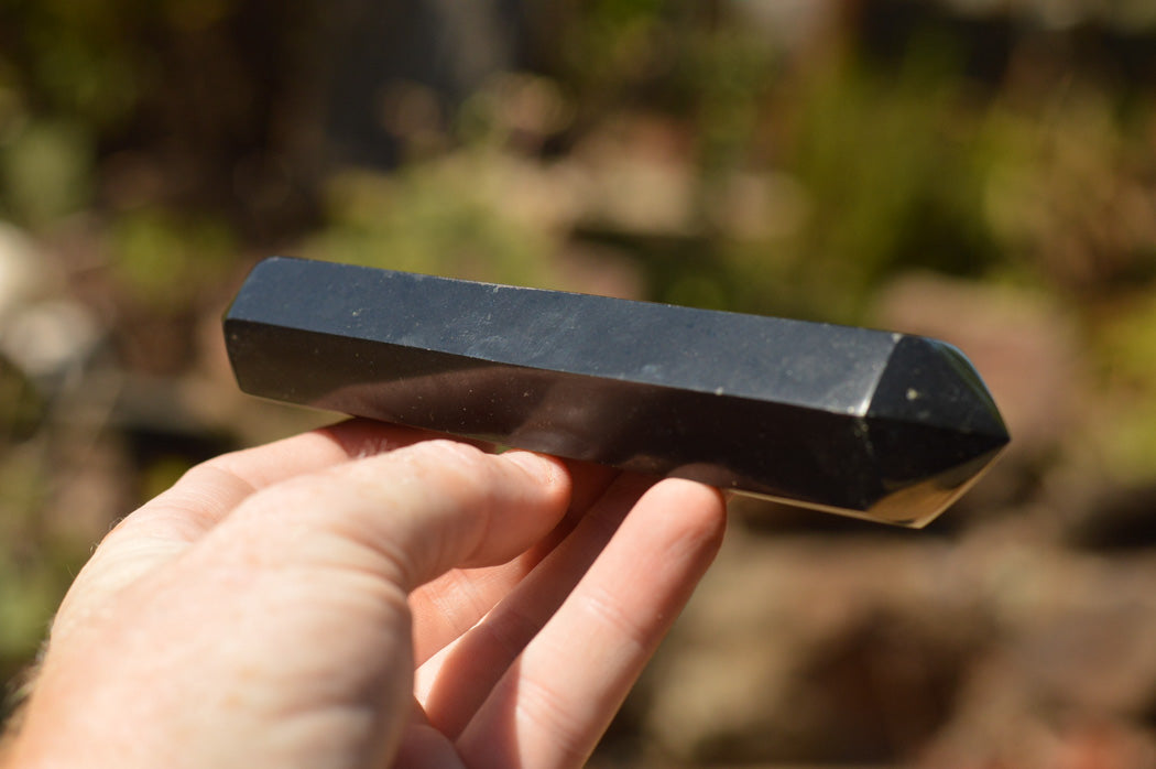 Polished Double Terminated Black Basalt Points x 4 From Madagascar - TopRock
