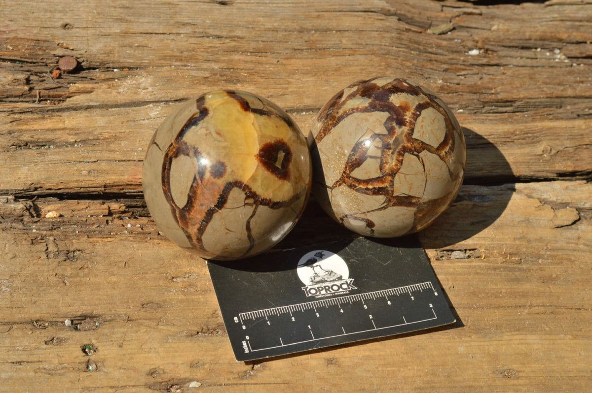 Polished Septerye (Calcite & Aragonite) Spheres x 4 From Mahajanga, Madagascar - TopRock