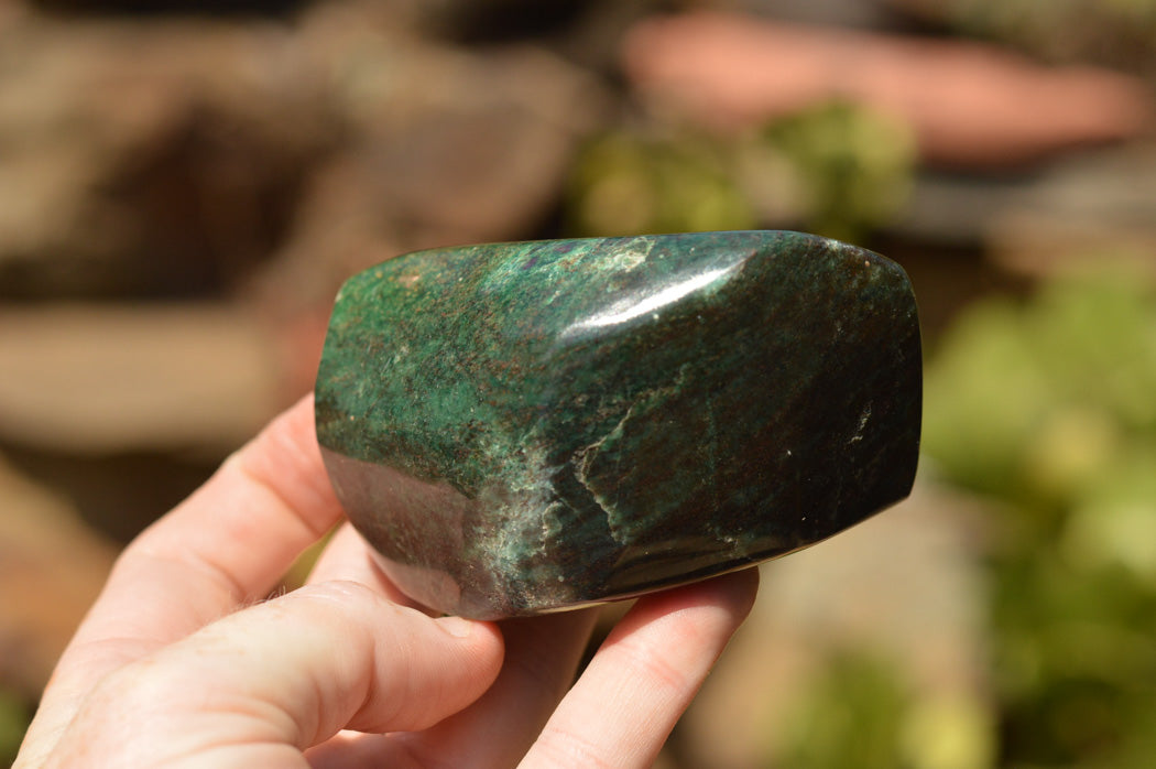 Polished Rare Fluorescent Green Verdite Ruby Corundum Free Forms x 3 From Zimbabwe - TopRock