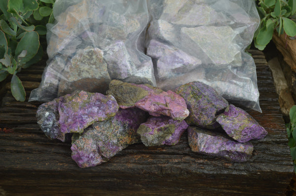 Natural Medium Purple Stichtite & Green Serpentine Cobbed Pieces  - Sold per 2 kg (10-14 pieces) - From Barberton, South Africa - TopRock