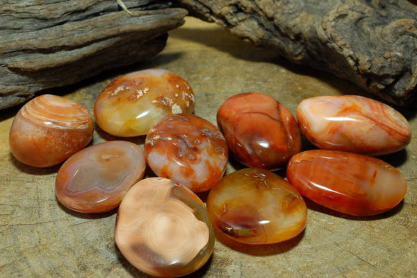 Polished Bright Red and Orange Carnelian Gallets x 24 From Madagascar - TopRock