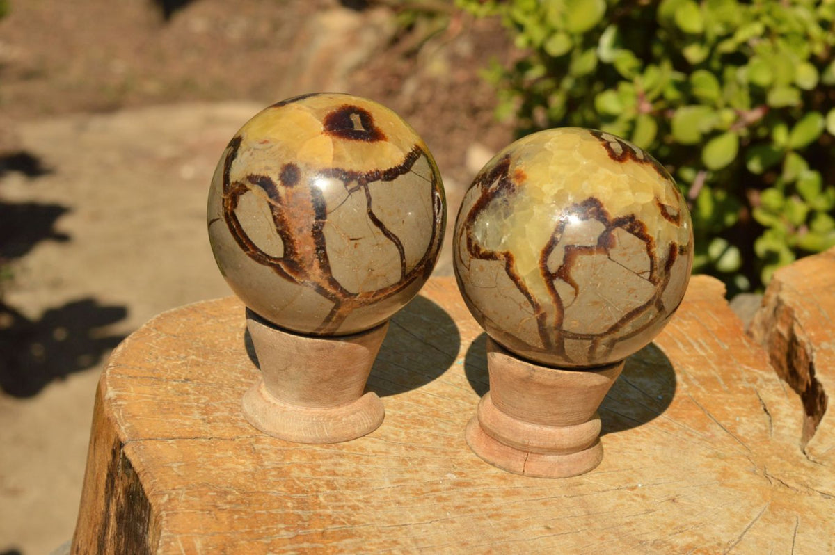 Polished Septerye (Calcite & Aragonite) Spheres x 4 From Mahajanga, Madagascar - TopRock