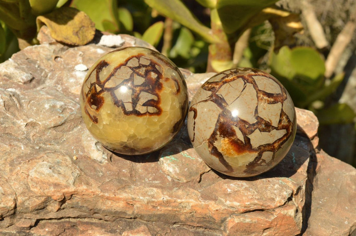 Polished Septerye (Calcite & Aragonite) Spheres x 4 From Mahajanga, Madagascar - TopRock