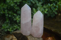 Polished Pink Rose Quartz Points  x 3 From Madagascar - Toprock Gemstones and Minerals
