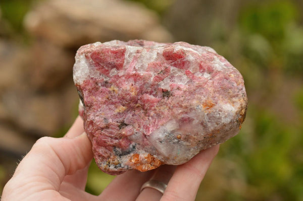 Natural Selected Pink Rhodonite Cobbed Pieces  x 6 From Zimbabwe - TopRock