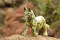 Polished Hand Carved Leopard Stone & Verdite Animal Carvings  x 2 From Zimbabwe - TopRock