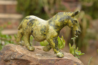 Polished Hand Carved Leopard Stone & Verdite Animal Carvings  x 2 From Zimbabwe - TopRock