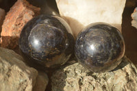 Polished Rare Iolite Spheres x 2 From Ambatofinandrahana, Madagascar - Toprock Gemstones and Minerals