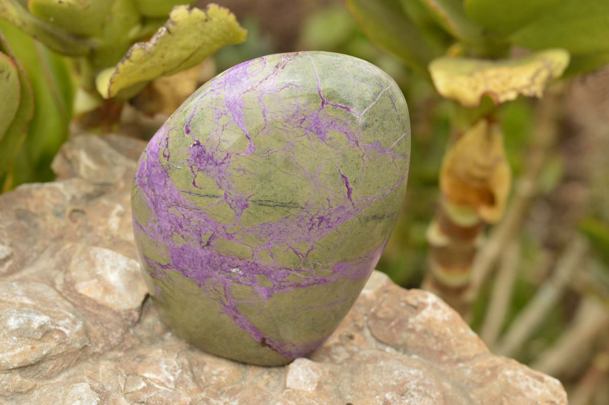 Polished Stichtite & Green Serpentine (Atlantisite) Standing Free Forms x 3 From Barberton, South Africa - TopRock