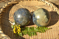 Polished Iolite Water Sapphire Spheres x 2 From Madagascar - TopRock