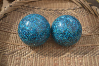 Polished Conglomerate Chrysocolla Spheres  x 2 From Congo - Toprock Gemstones and Minerals