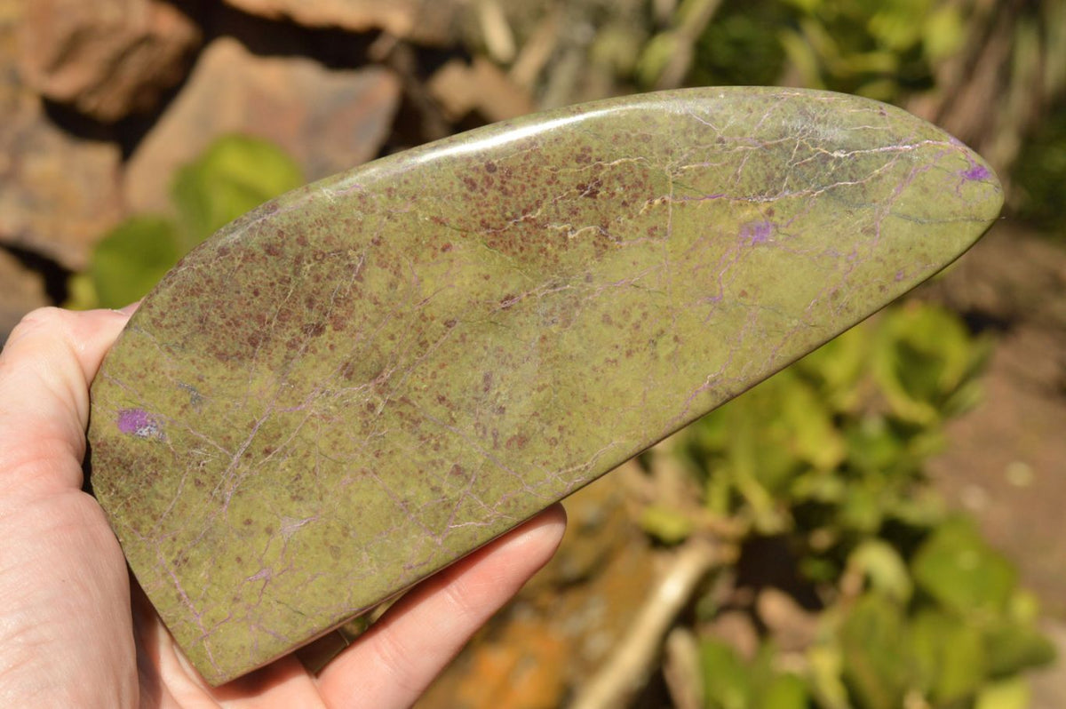 Polished Stichtite & Green Serpentine Standing Free Forms x 2 From Barberton, South Africa - TopRock