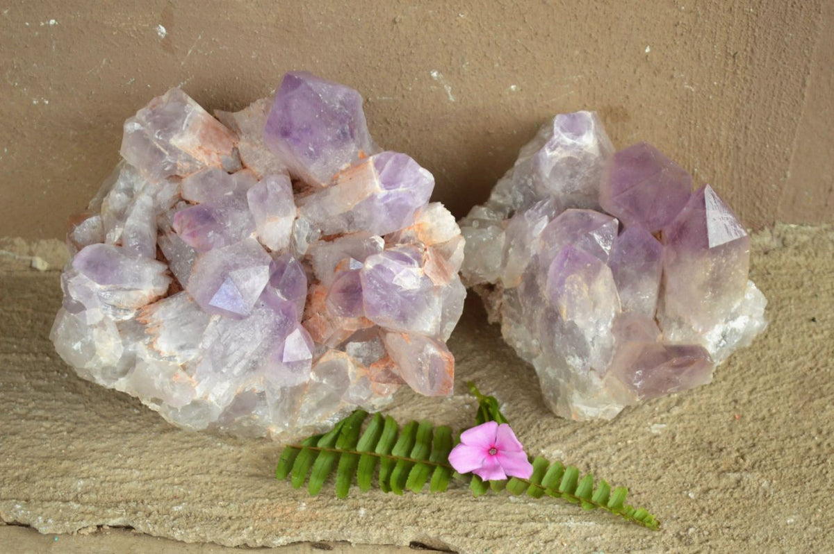 Natural Jacaranda Amethyst Quartz Clusters With Hematoid Hues x 2 From Mambwe, Zambia - TopRock