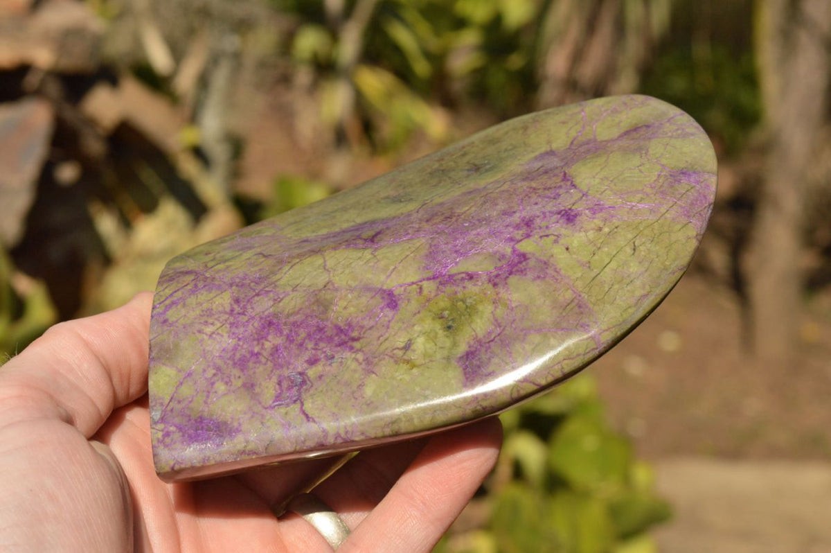 Polished Stichtite & Green Serpentine Standing Free Forms x 2 From Barberton, South Africa - TopRock