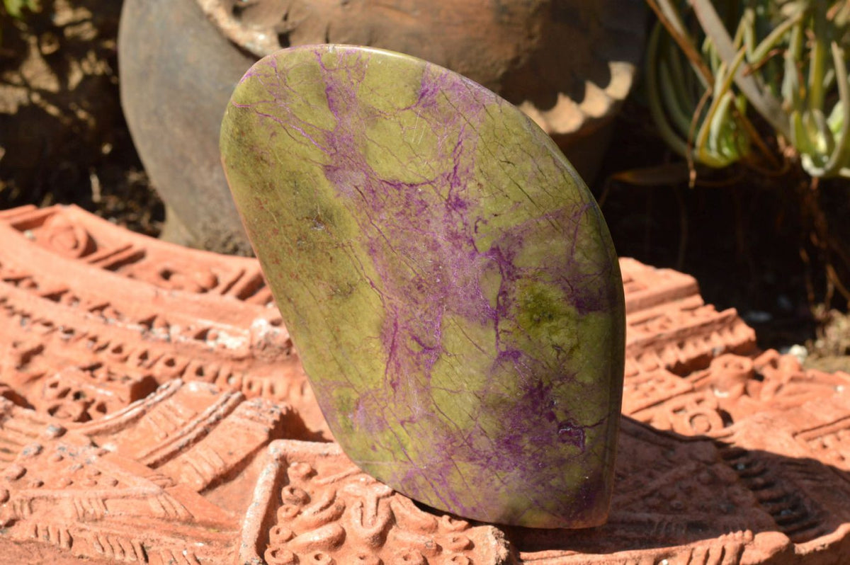 Polished Stichtite & Green Serpentine Standing Free Forms x 2 From Barberton, South Africa - TopRock
