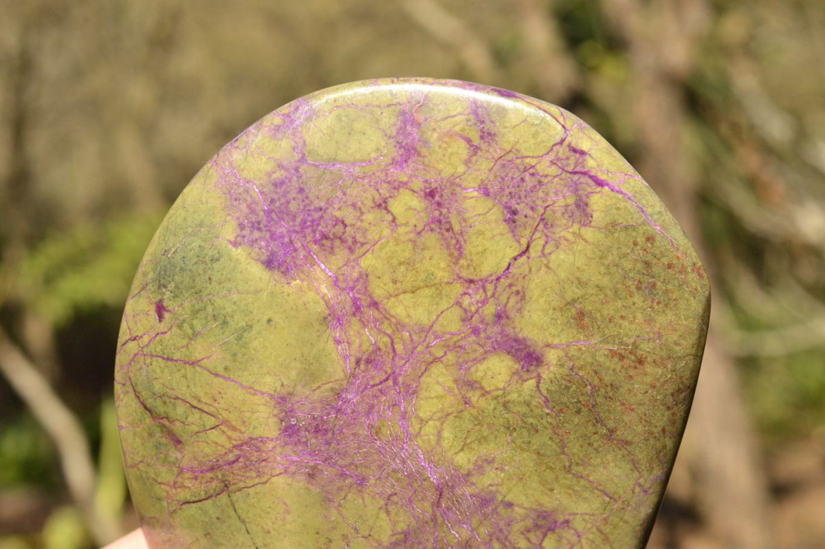 Polished Stichtite & Green Serpentine Standing Free Forms x 2 From Barberton, South Africa - TopRock