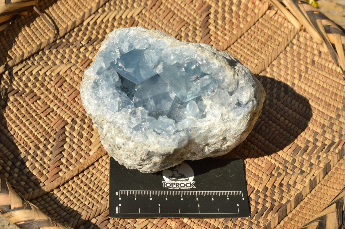 Natural Blue Celestite Geode Specimens x 2 From Sakoany, Madagascar - TopRock