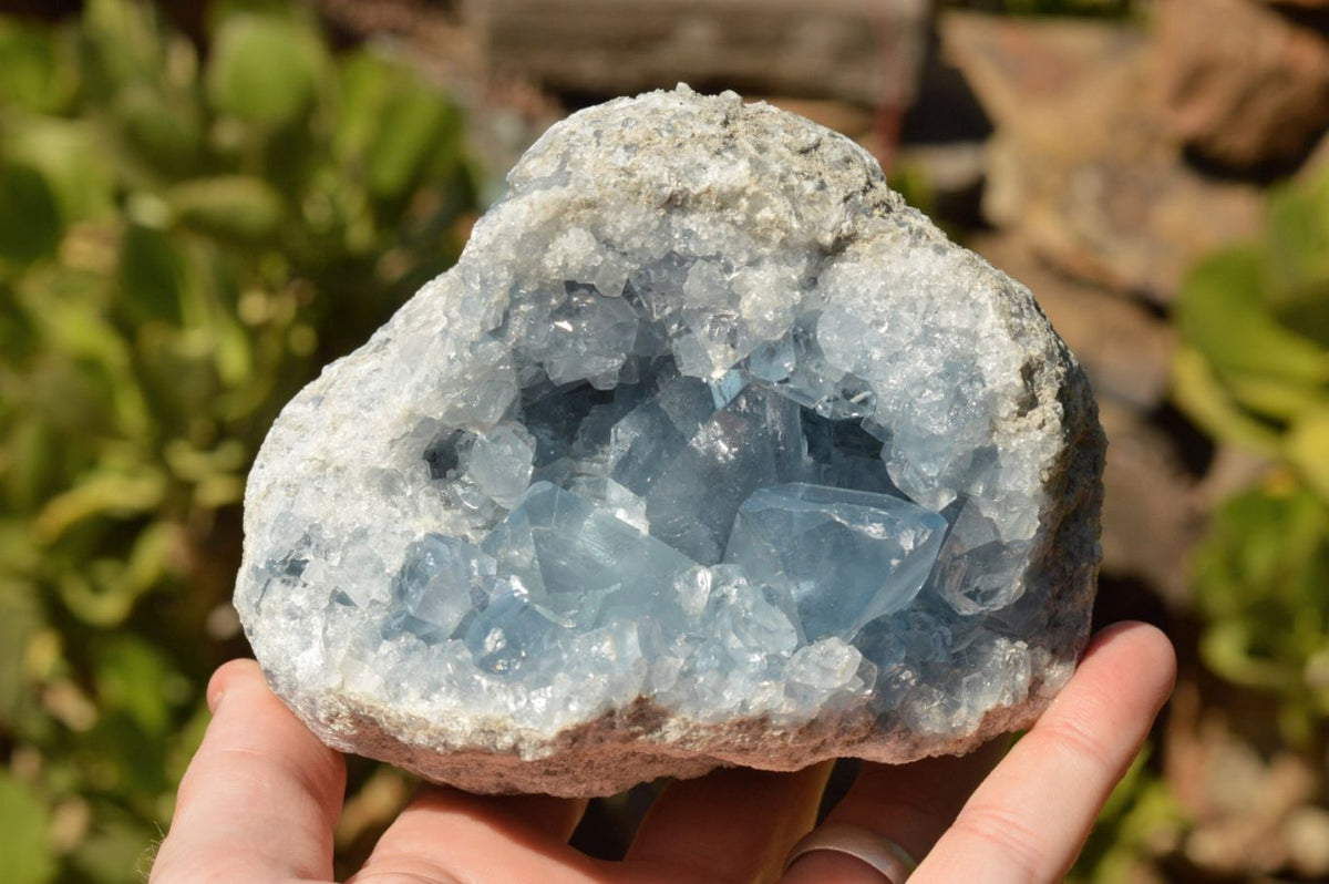 Natural Blue Celestite Geode Specimens x 2 From Sakoany, Madagascar - TopRock