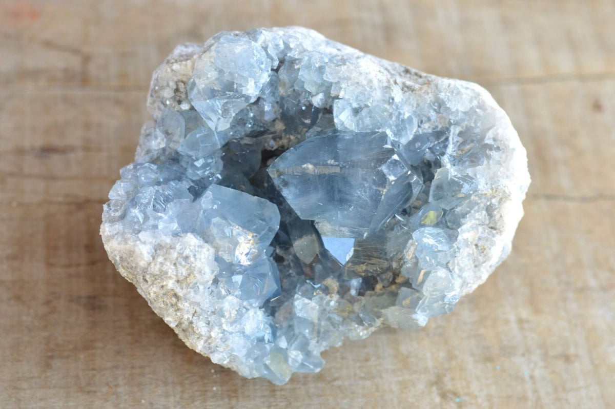 Natural Blue Celestite Geode Specimens x 2 From Sakoany, Madagascar - TopRock