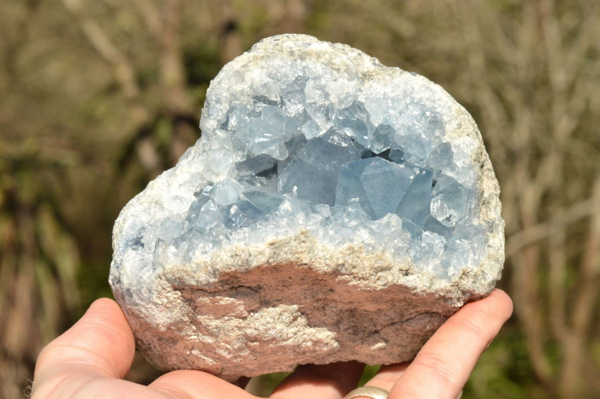 Natural Blue Celestite Geode Specimens x 2 From Sakoany, Madagascar - TopRock