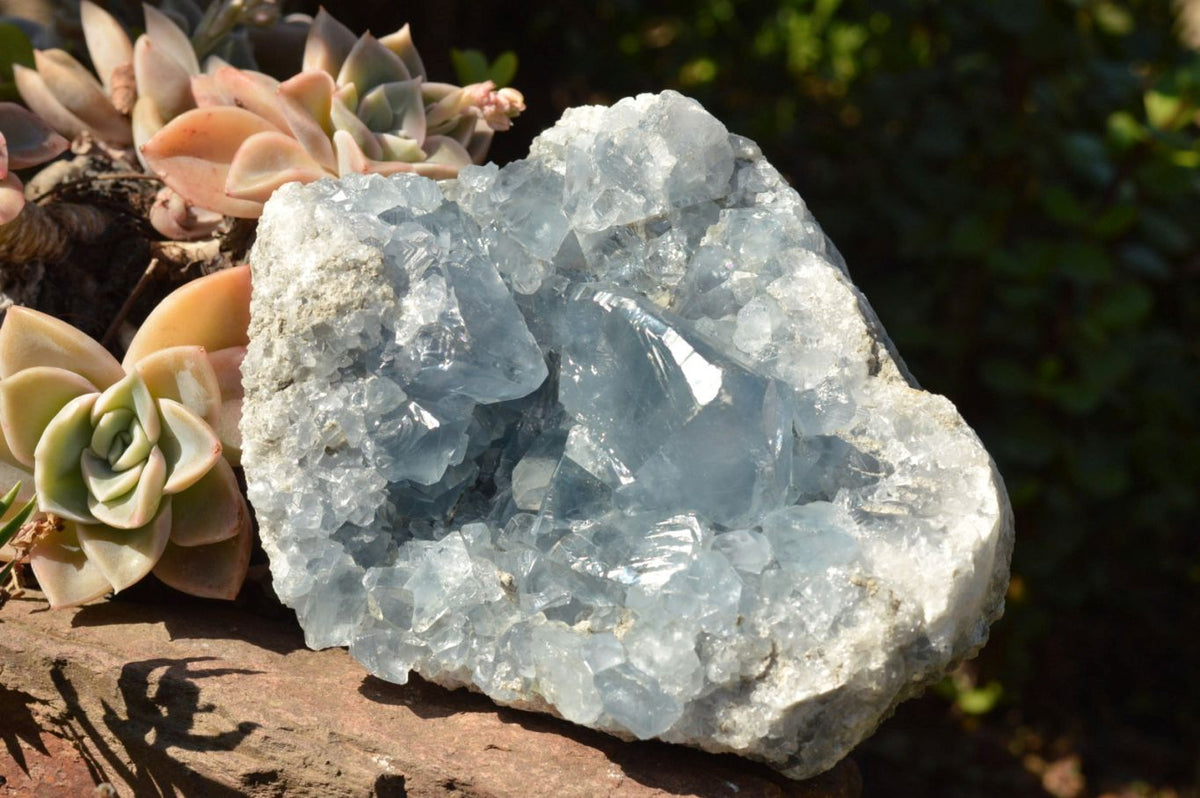 Natural Blue Celestite Geode Specimens x 2 From Sakoany, Madagascar - TopRock